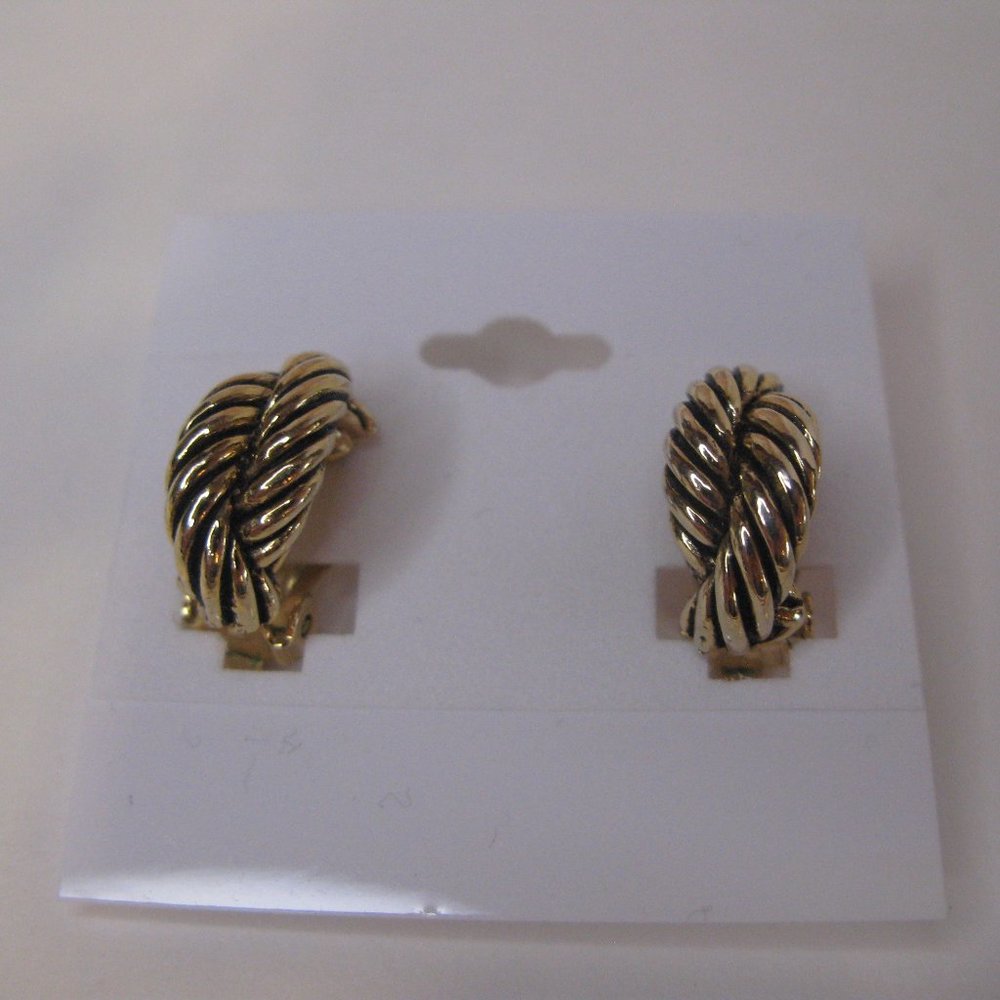 Double Rope Crescent Hoop Clip Earrings